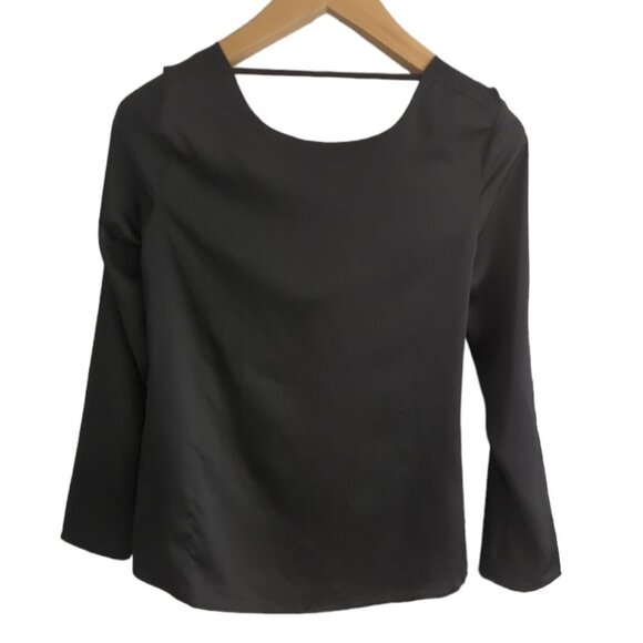 Dynamite Adrien Draped Back Satin Blouse - Picture 5 of 6